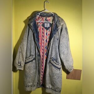 Vintage Authentic Militaires Equipements Flannel Lined Denim Trench Coat Sz L